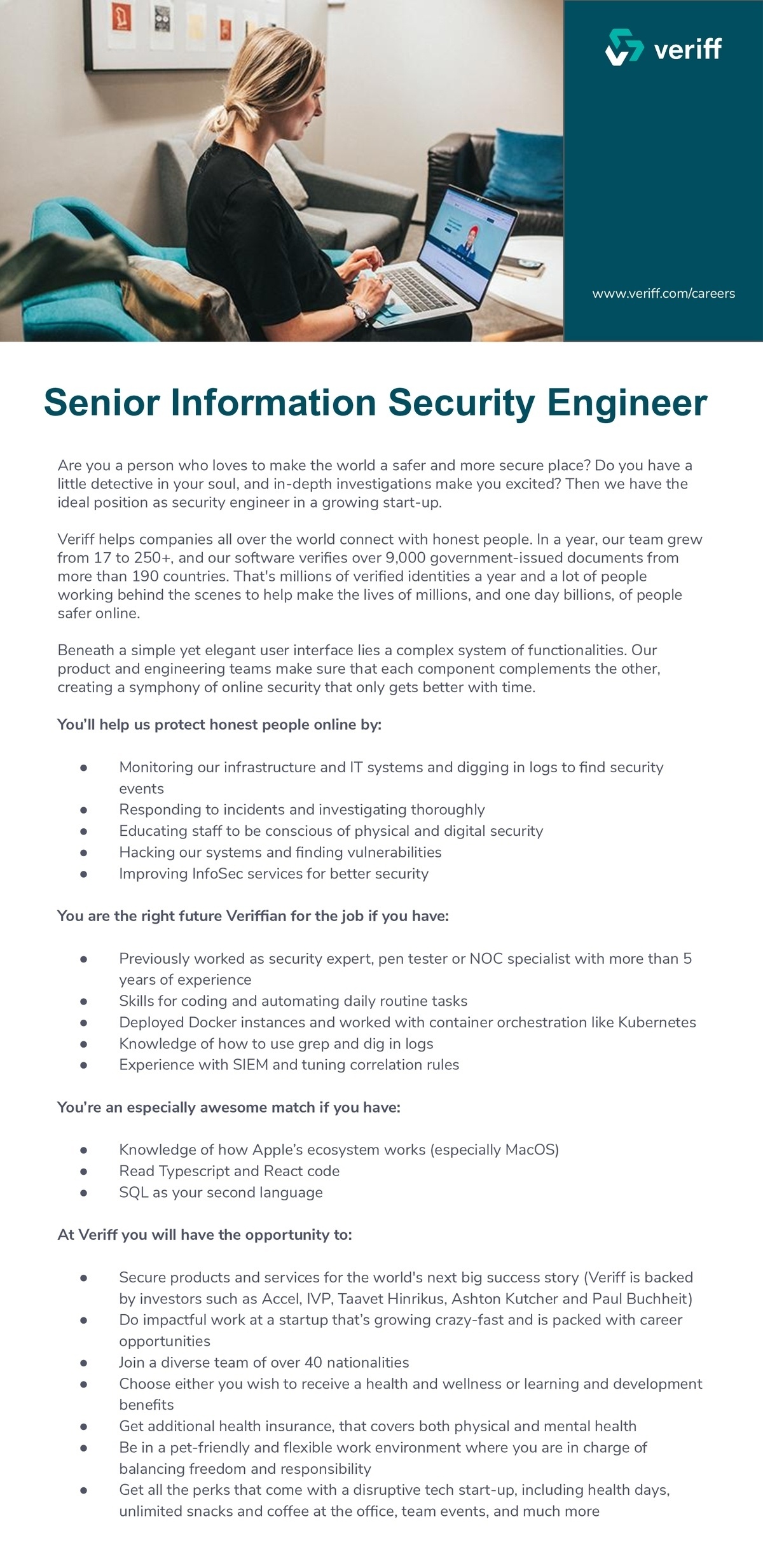 VERIFF OÜ Senior Information Security Engineer