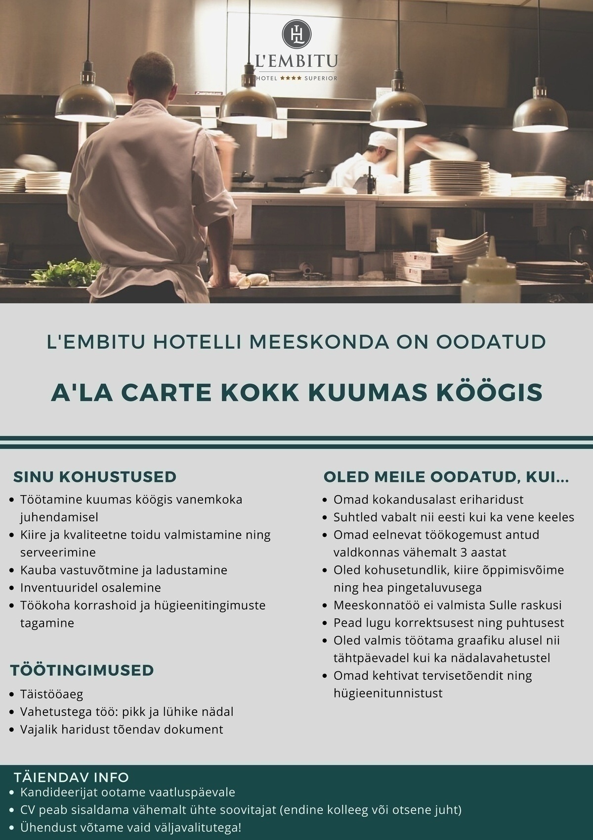 HOTELL L'EMBITU A´LA CARTE KOKK | ПОВАР