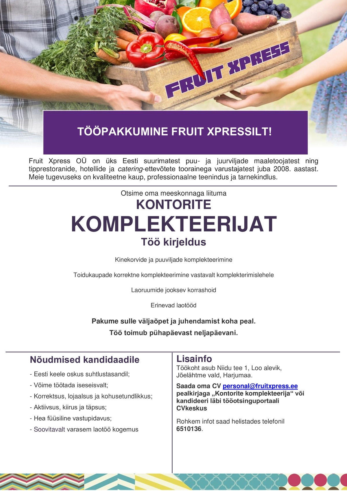 FRUIT XPRESS OÜ Kontorite komplekteerija