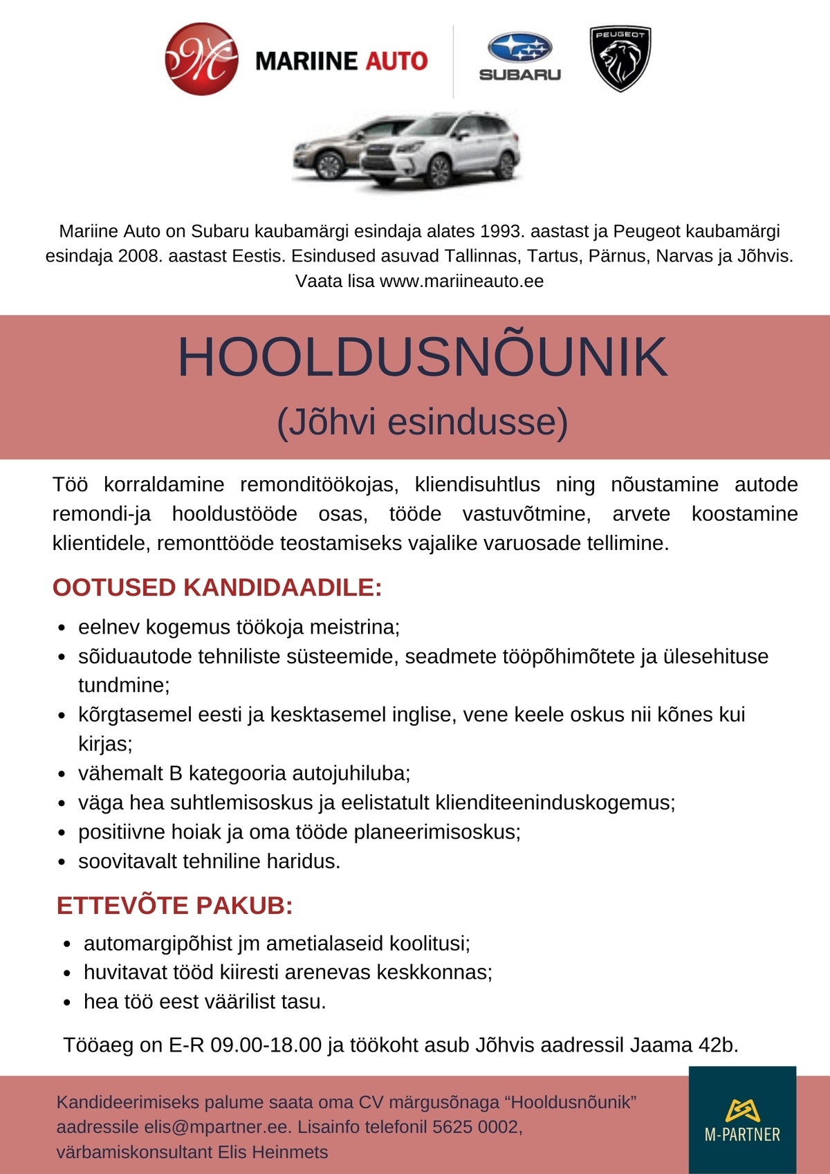 M-Partner HR OÜ Hooldusnõunik