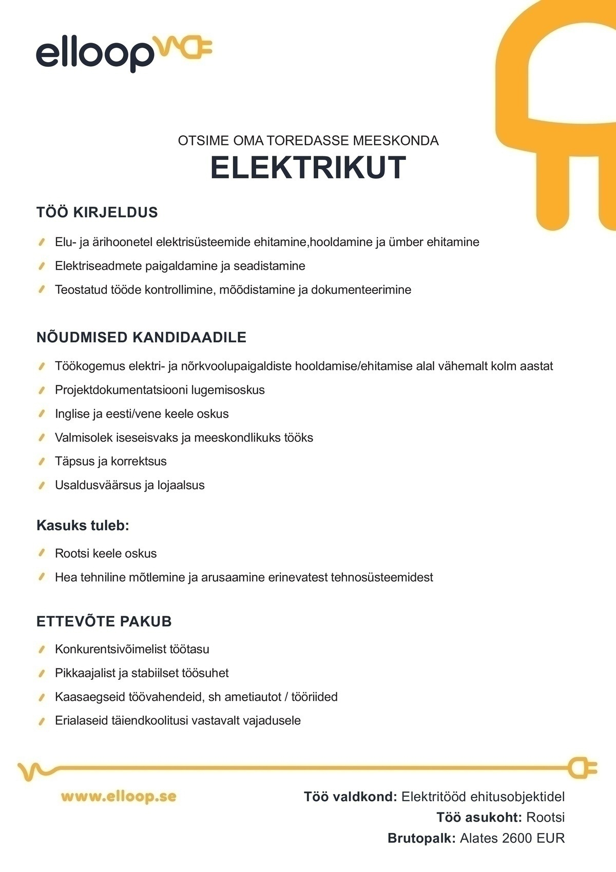 Elloop OÜ Elektrik