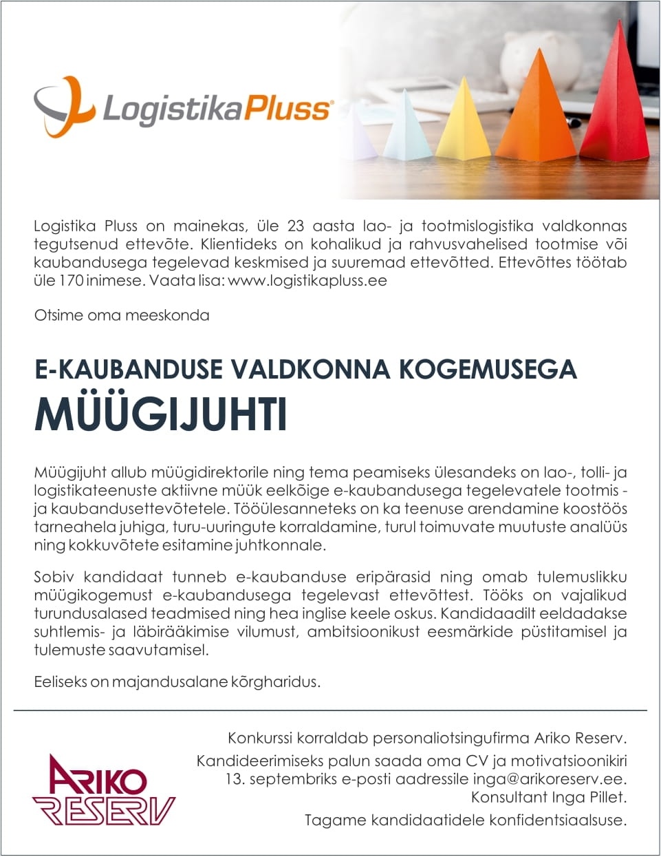 Logistika Pluss OÜ E-KAUBANDUSE VALDKONNA KOGEMUSEGA MÜÜGIJUHT