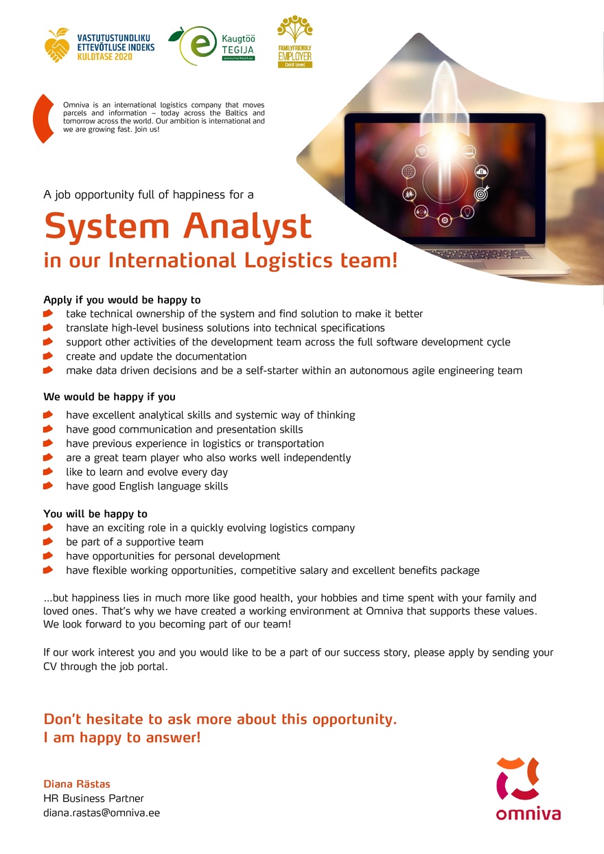 Omniva System Analyst (International Logistics)