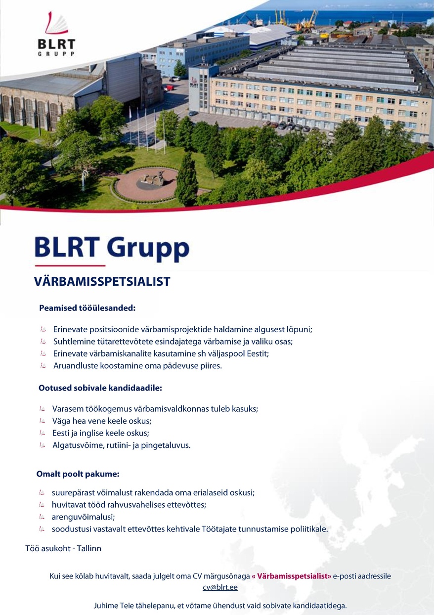 BLRT Grupp AS Värbamisspetsialist