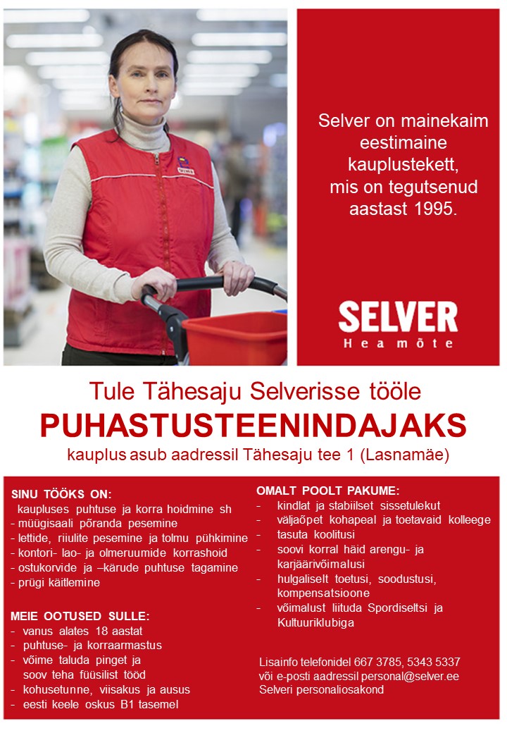 Selver Puhastusteenindaja Tähesaju Selveris