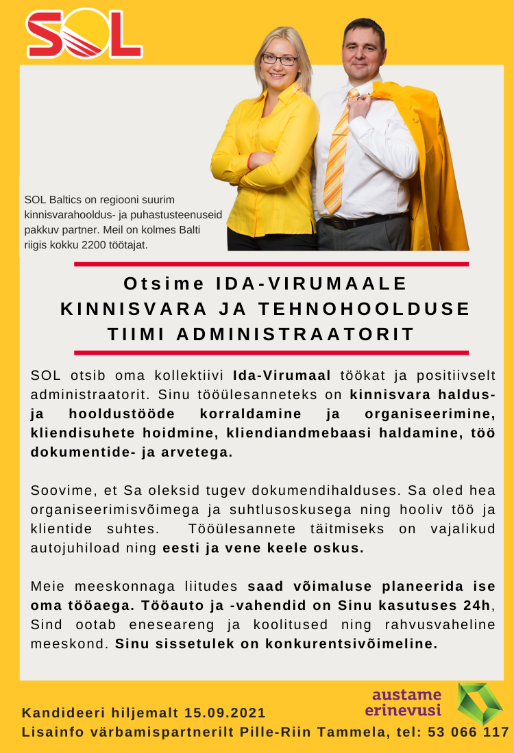 SOL Baltics OÜ Tule Ida-Virumaale kinnisvara administraatoriks