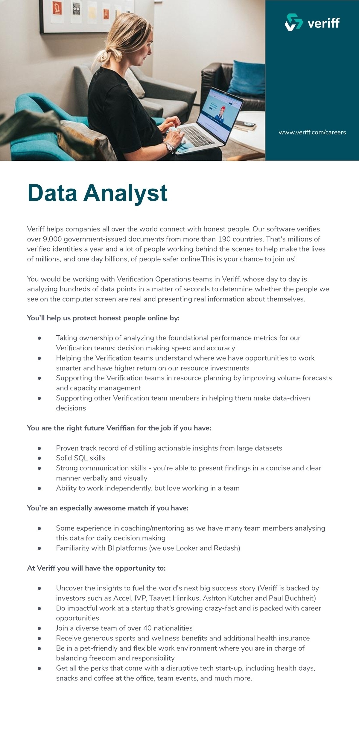 VERIFF OÜ Data Analyst