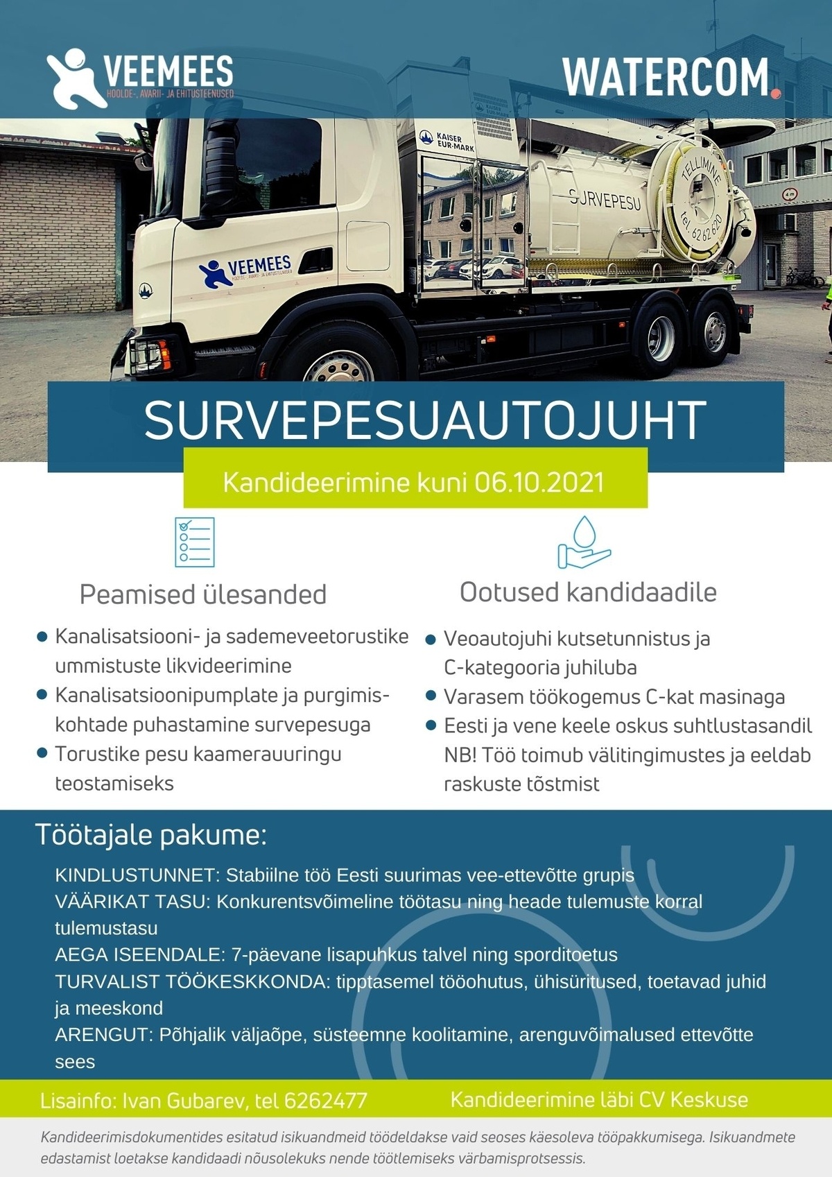 Watercom OÜ Survepesuautojuht