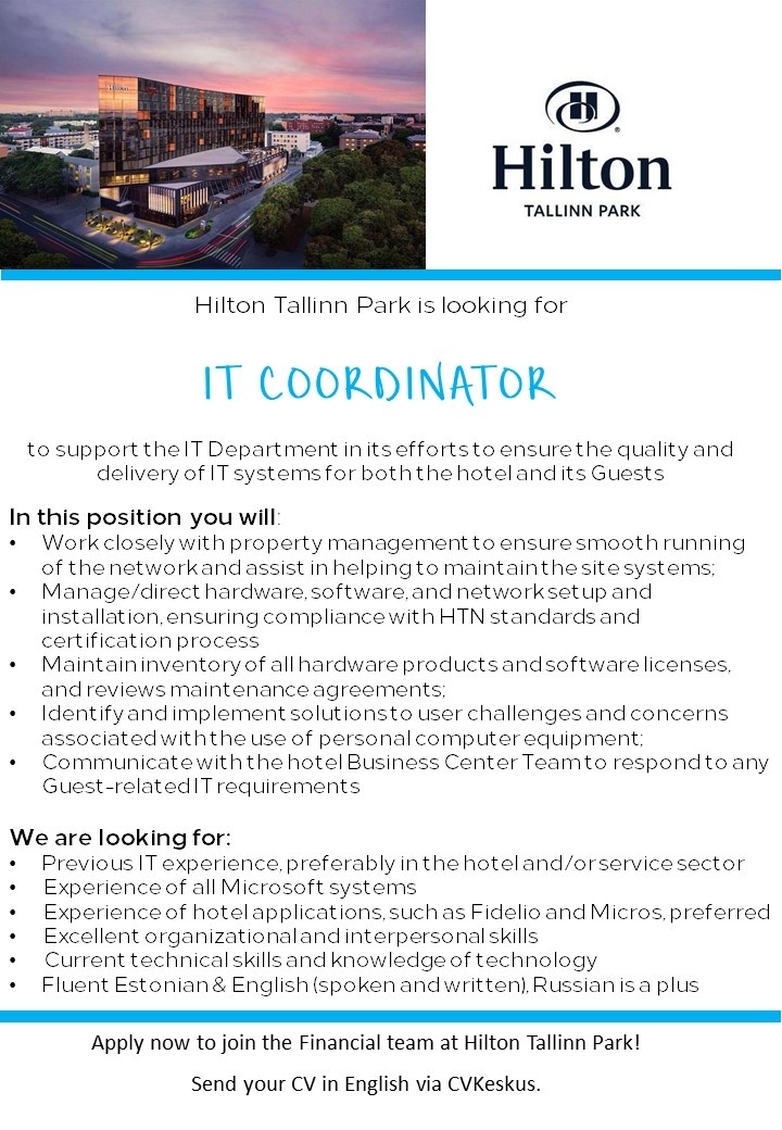 Hilton Tallinn Park IT Coordinator