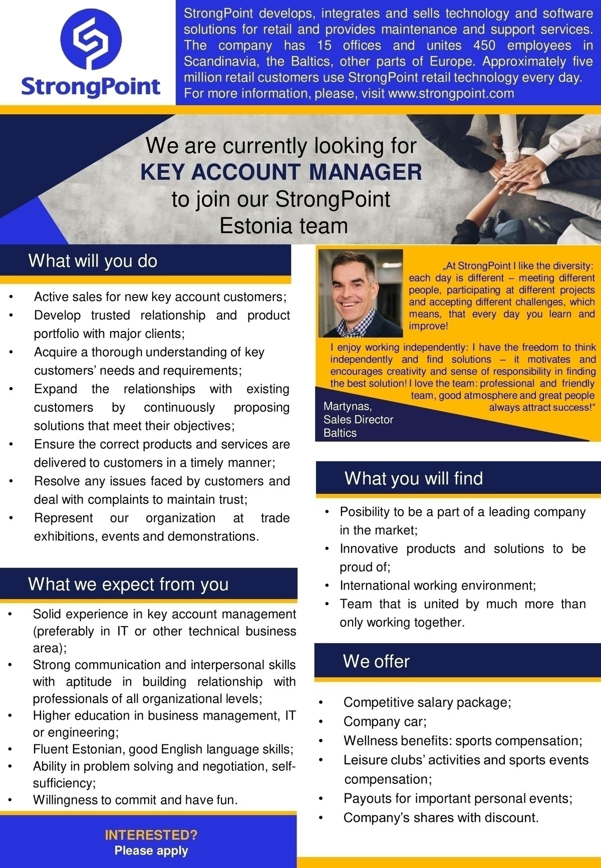 STRONGPOINT AS Key Account Manager