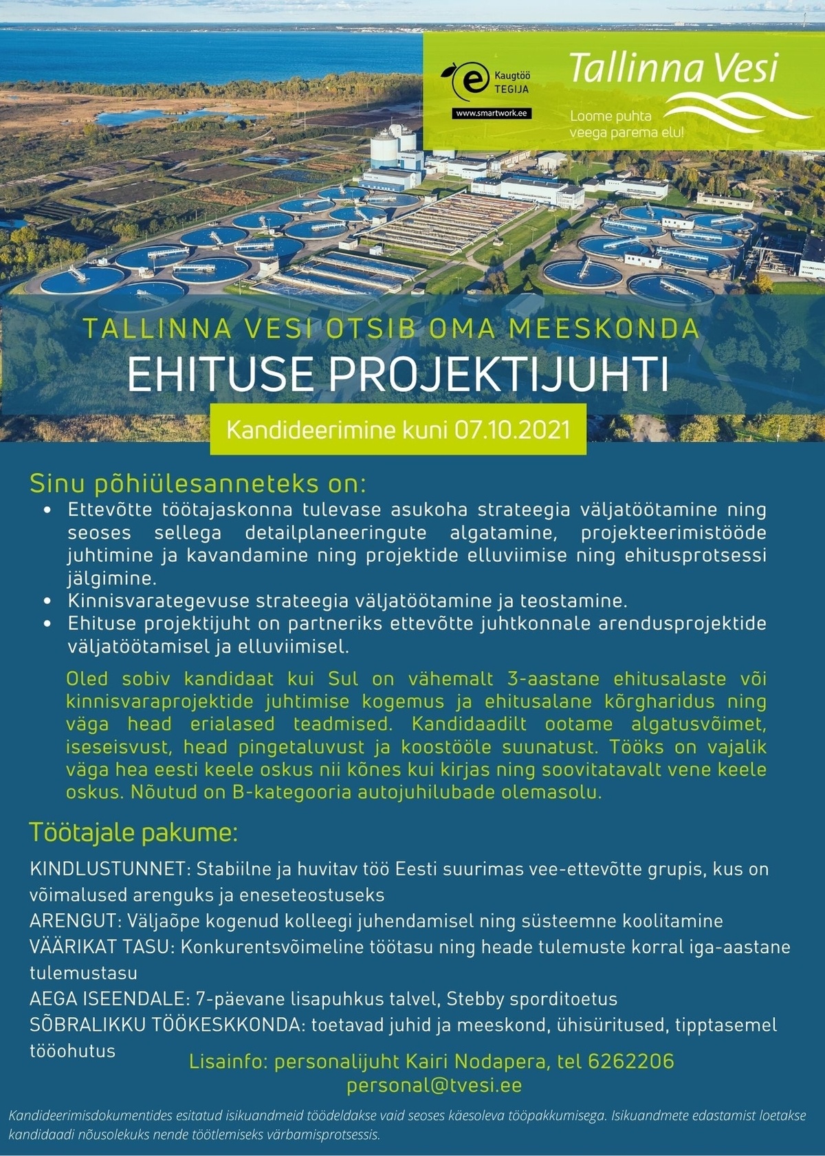 Tallinna Vesi AS Ehituse projektijuht