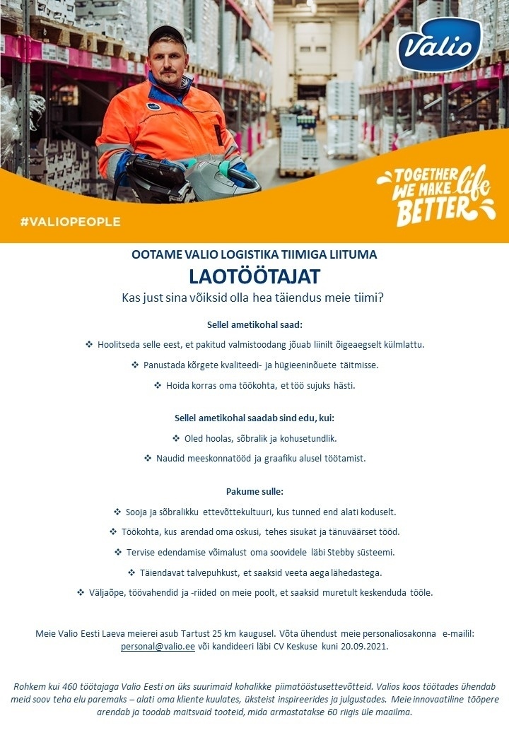 Valio Eesti AS Laotöötaja