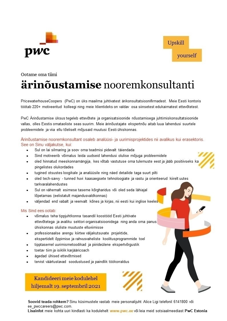 PricewaterhouseCoopers AS Ärinõustamise nooremkonsultant