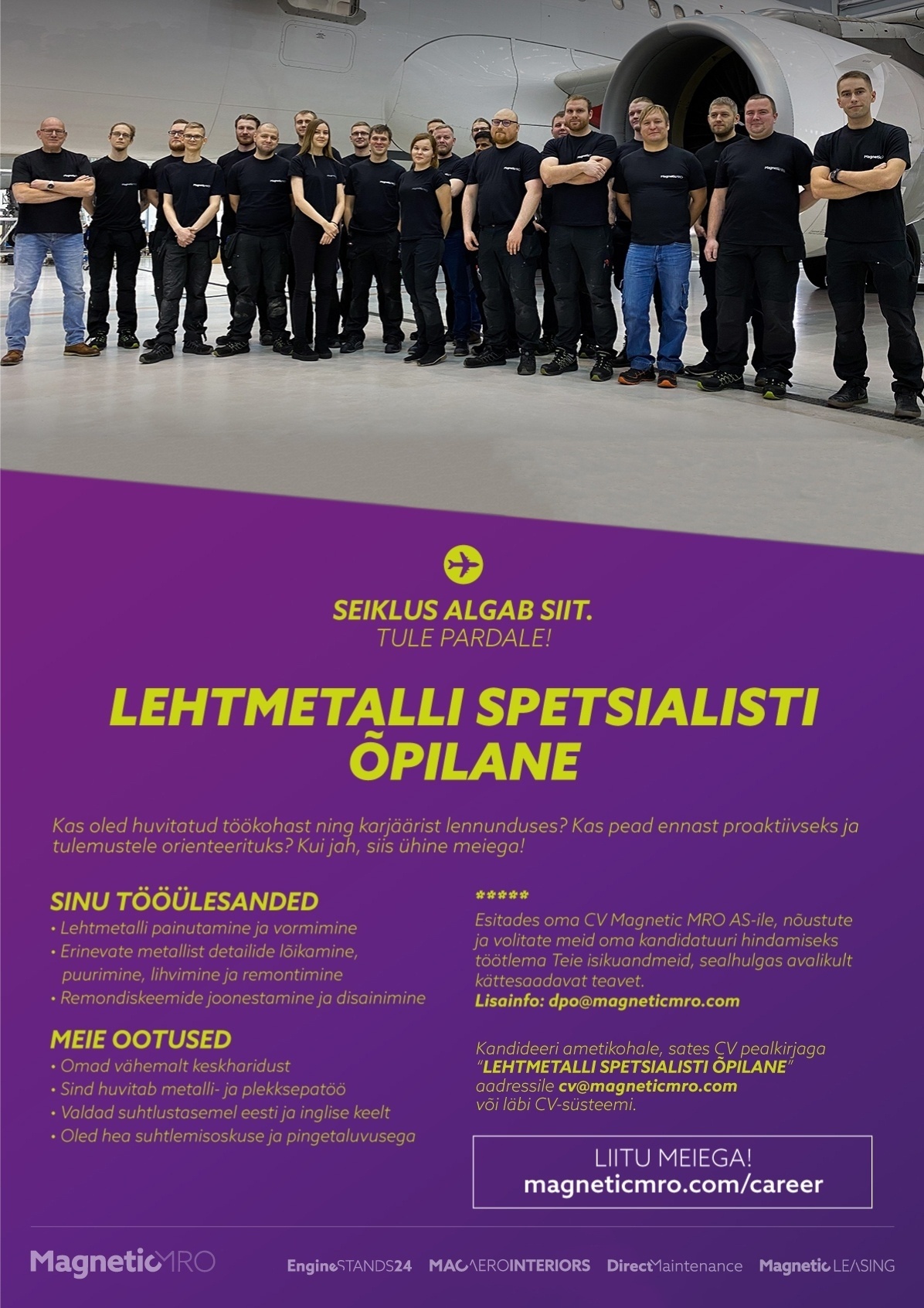 Magnetic MRO AS Lehtmetalli spetsialisti õpilane / Sheet Metal Apprentice