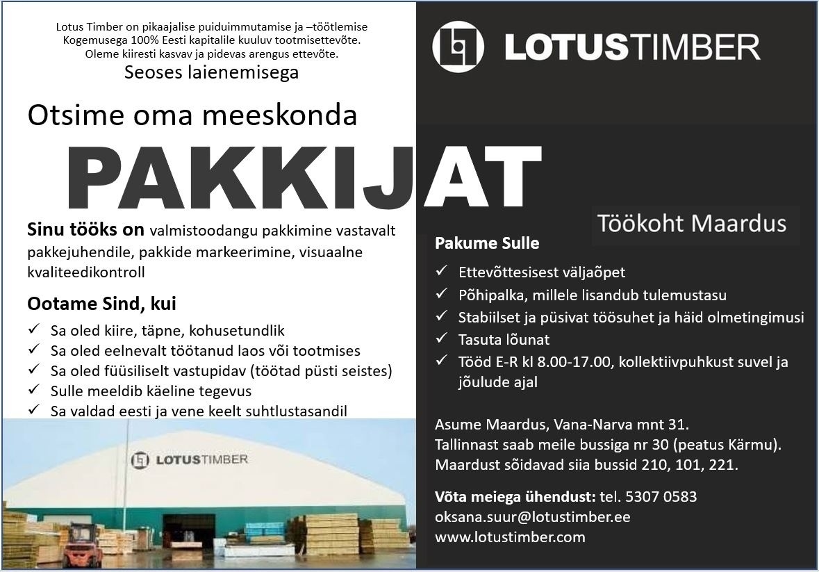 Lotus Timber OÜ Pakkija