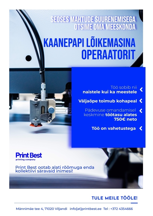 Print Best OÜ Kaanepapi lõikemasina operaator