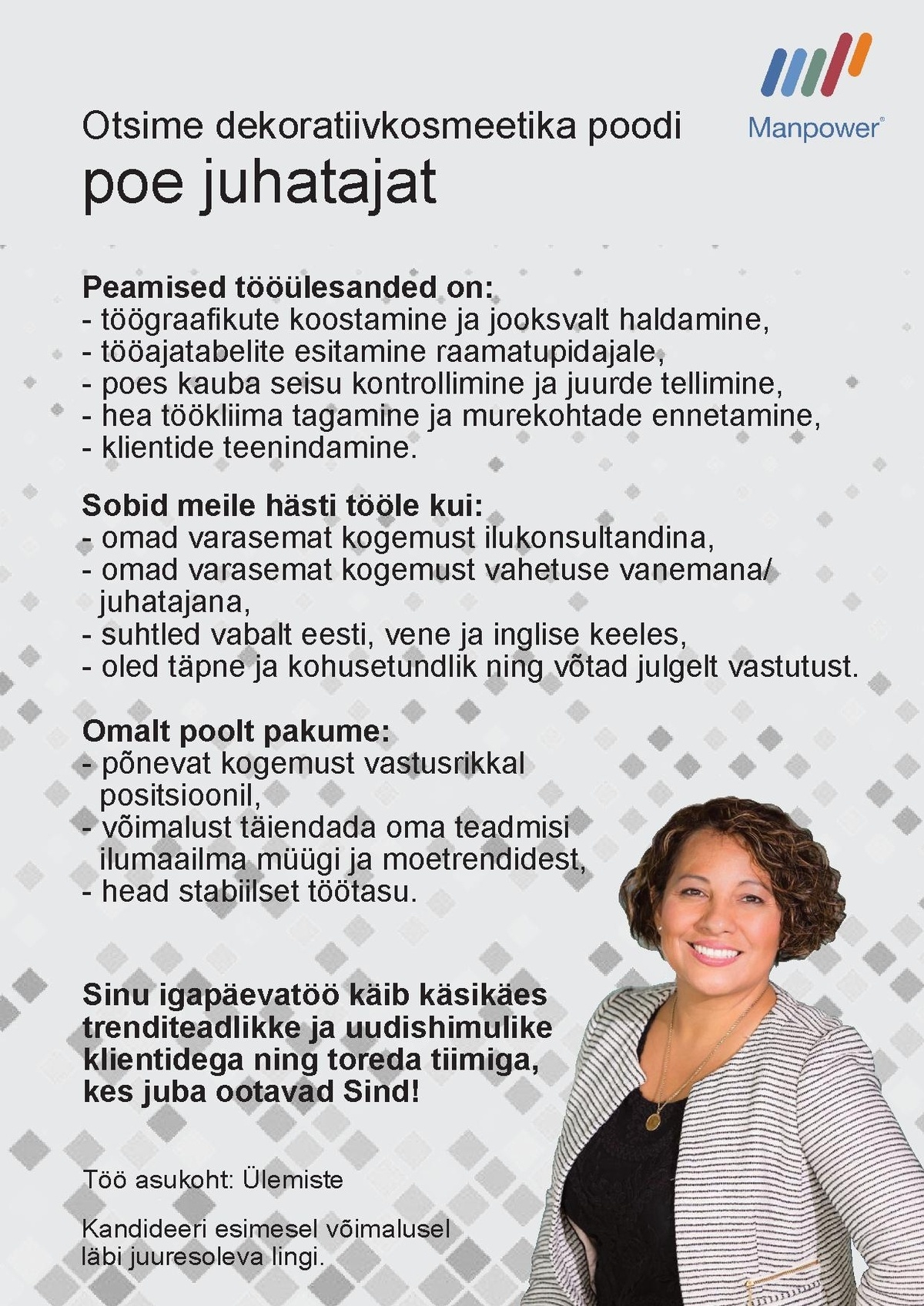 Manpower OÜ Kosmeetikapoe juhataja