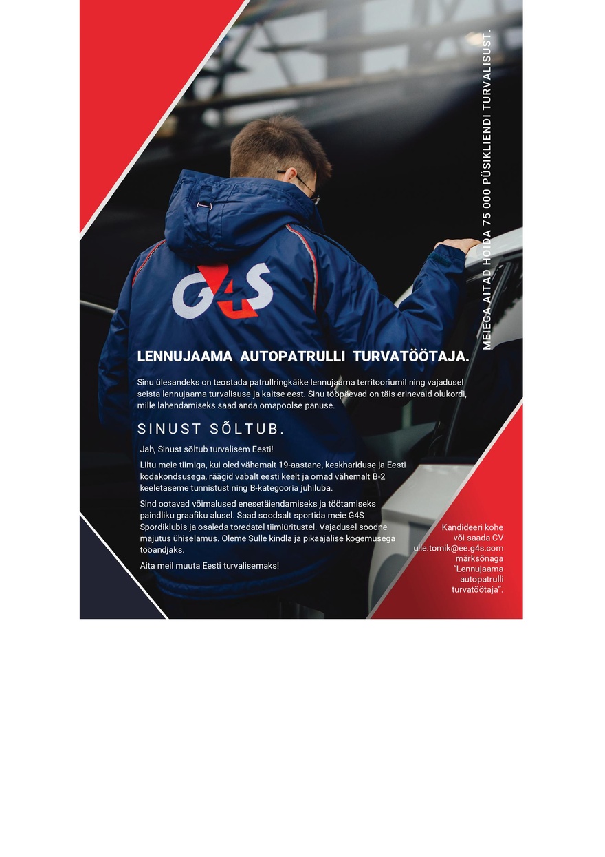 AS G4S Eesti Lennujaama autopatrulli turvatöötaja