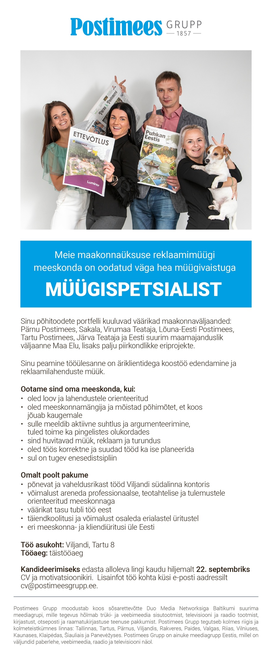 Postimees Grupp Müügispetsialist (Viljandi)