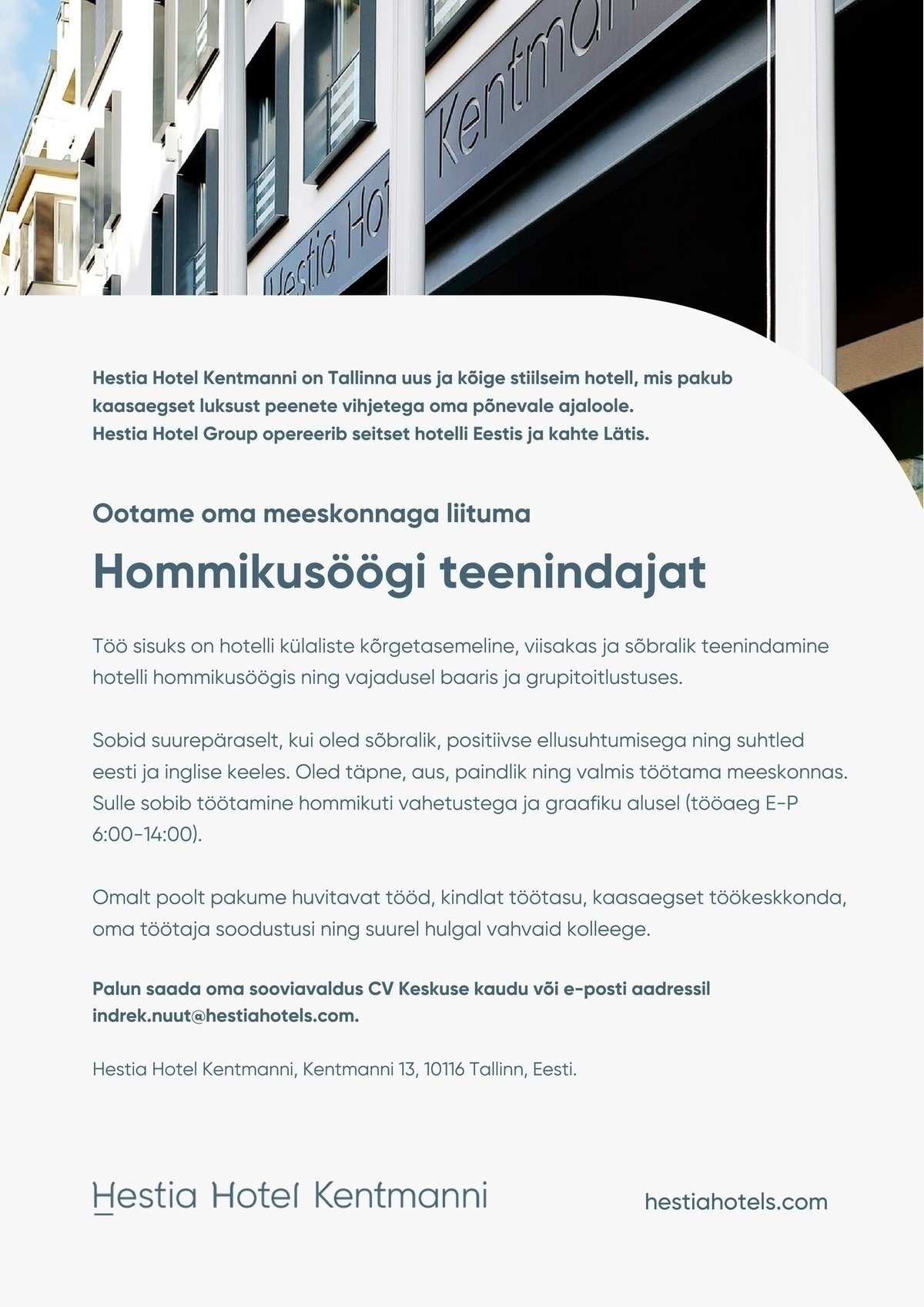 Hestia Hotel Kentmanni Hommikusöögi teenindaja (Hestia Hotel Kentmanni)