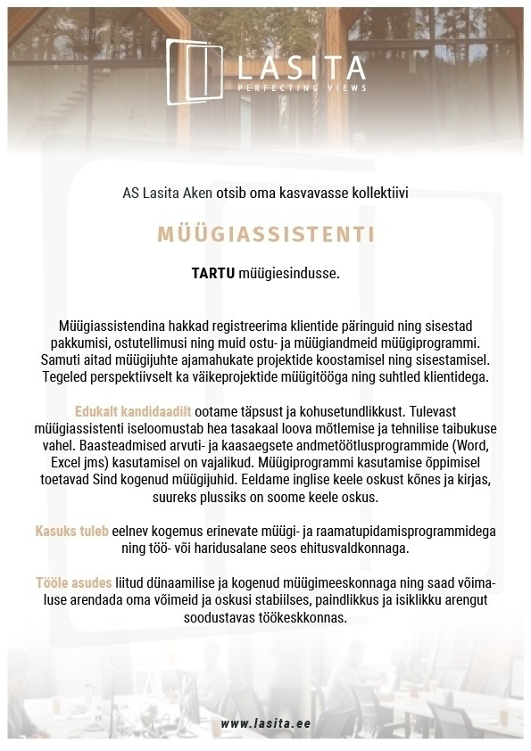 AS Lasita Aken Müügiassistent