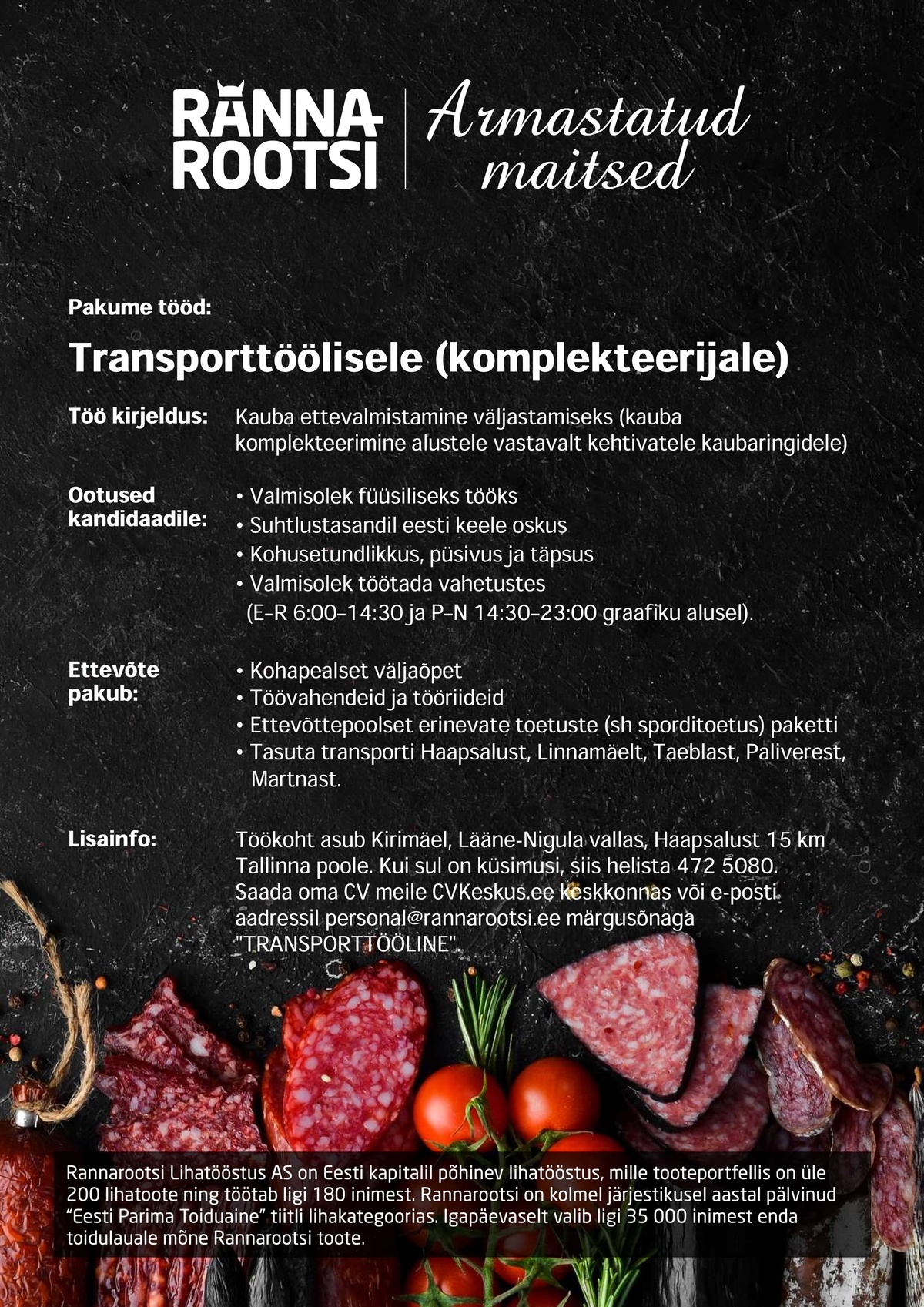 AS Rannarootsi Lihatööstus Transporttööline