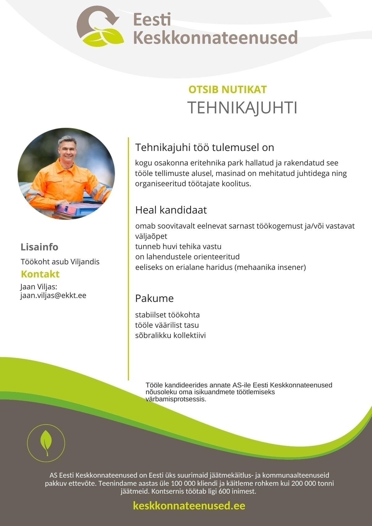 Eesti Keskkonnateenused AS Tehnikajuht