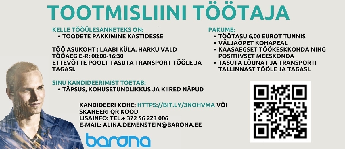 Barona Eesti OÜ TOOTMISLIINI TÖÖTAJA