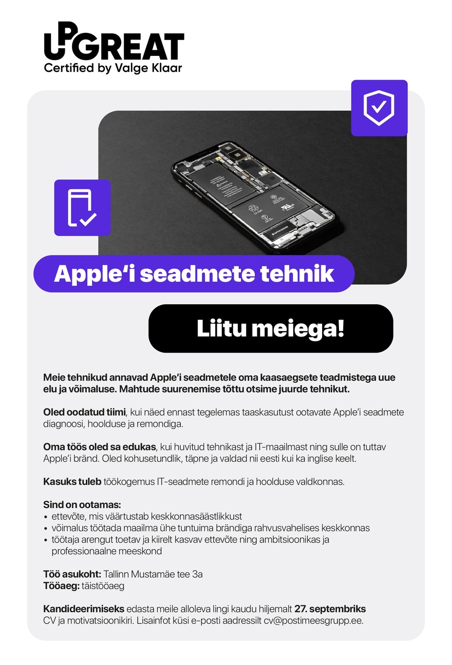 UPGR8 Apple'i seadmete tehnik