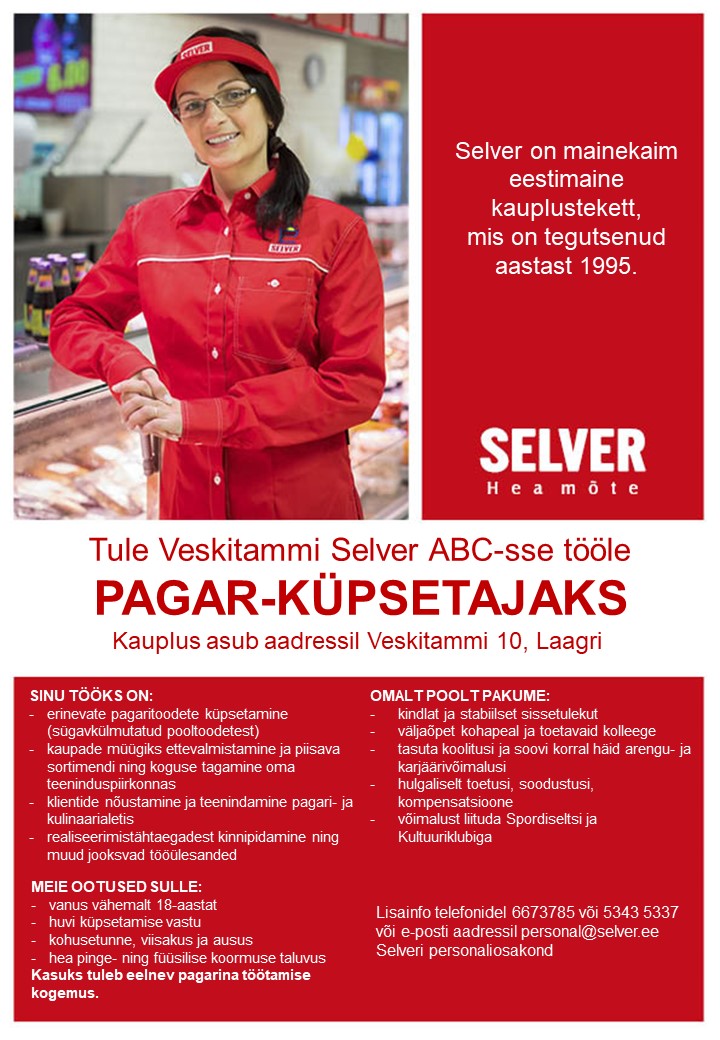 Selver Pagar-küpsetaja Veskitammi Selver ABC-s