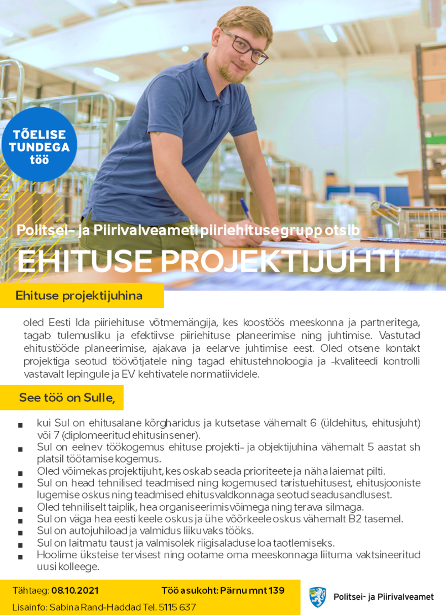 Politsei- ja Piirivalveamet Ehituse projektijuht