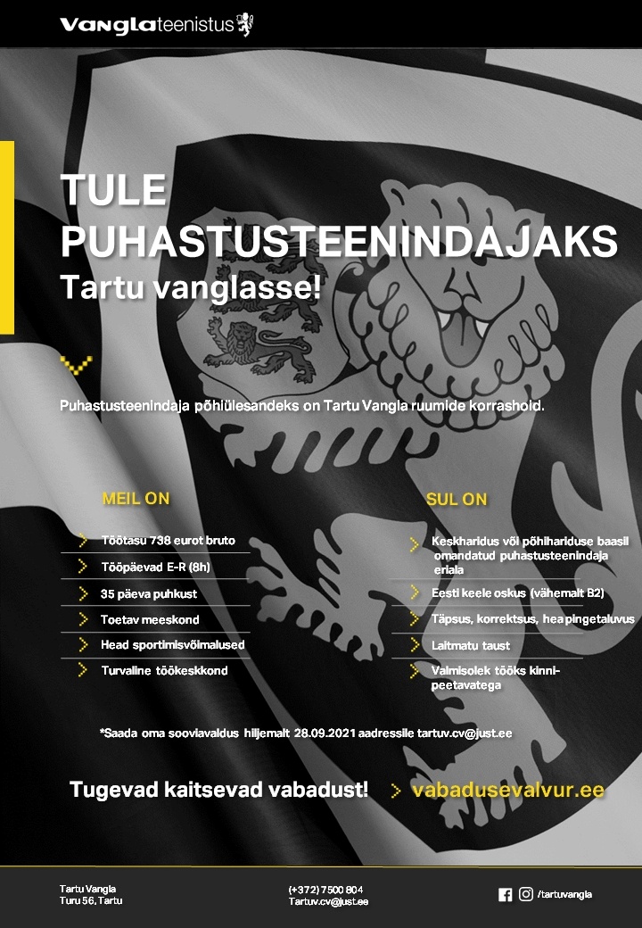 Tartu Vangla PUHASTUSTEENINDAJA