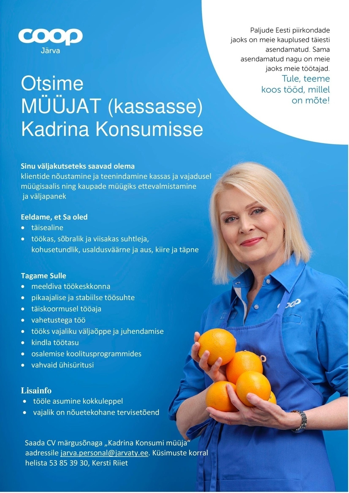 Coop Järva MÜÜJA (kassasse) Kadrina Konsum (Coop Järva)