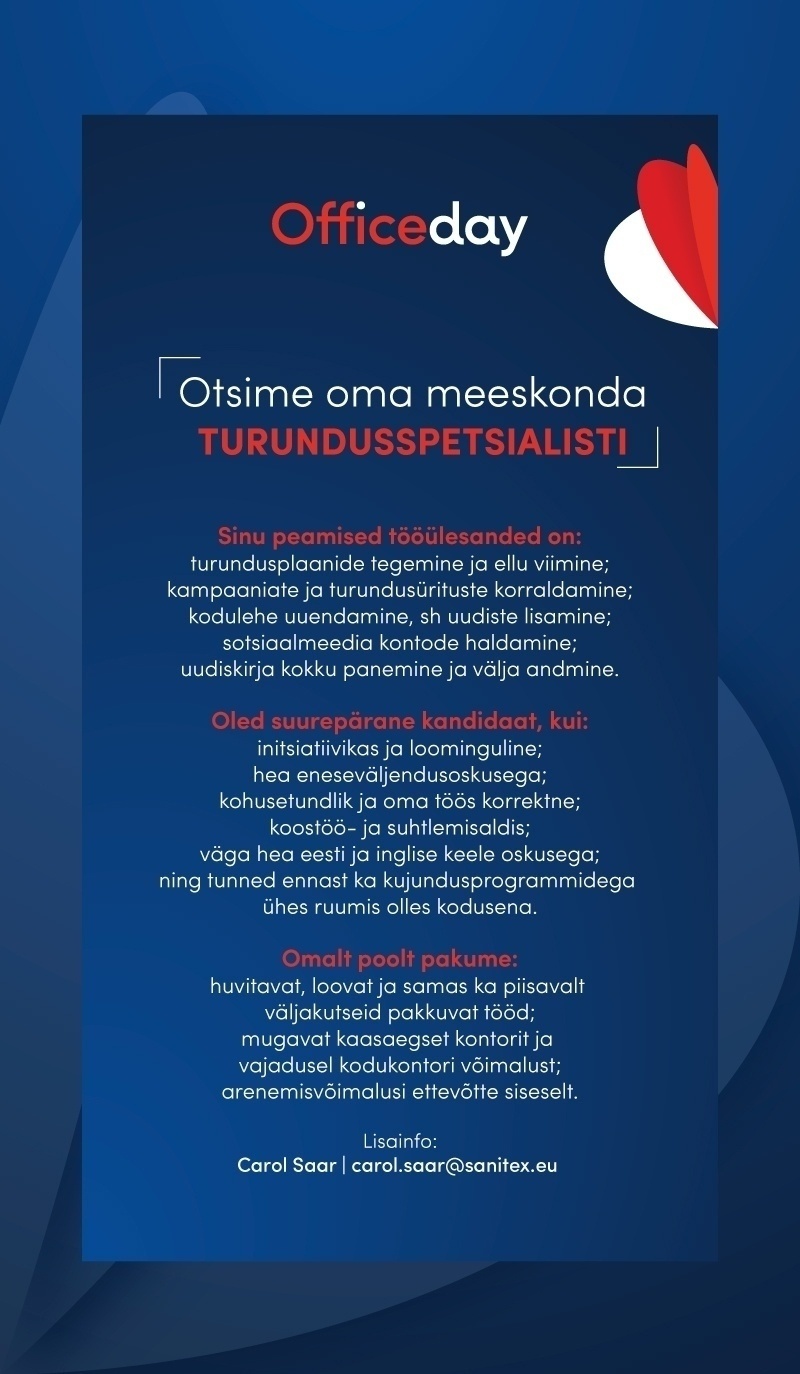 Sanitex  OÜ Turundusspetsialist