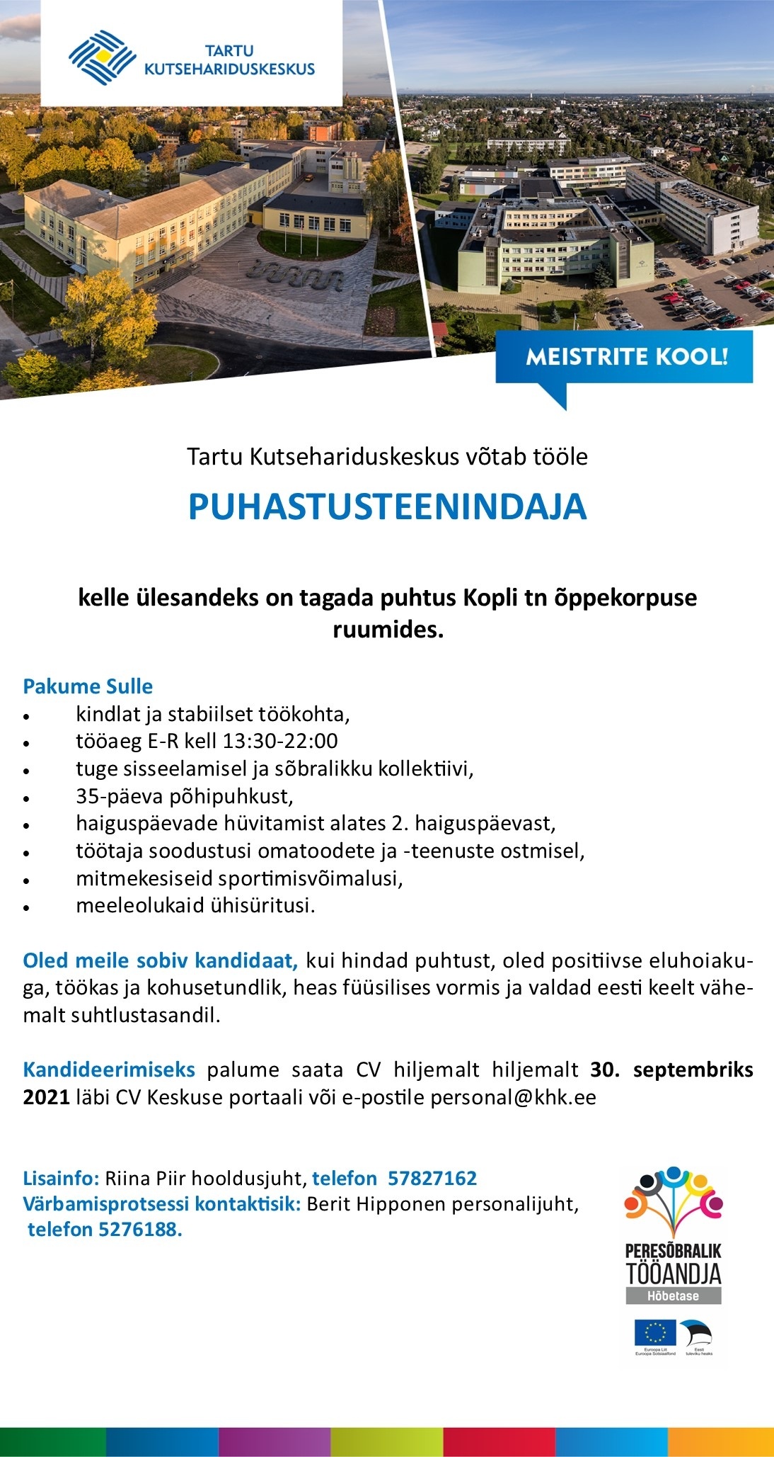 Tartu Kutsehariduskeskus Puhastusteenindaja