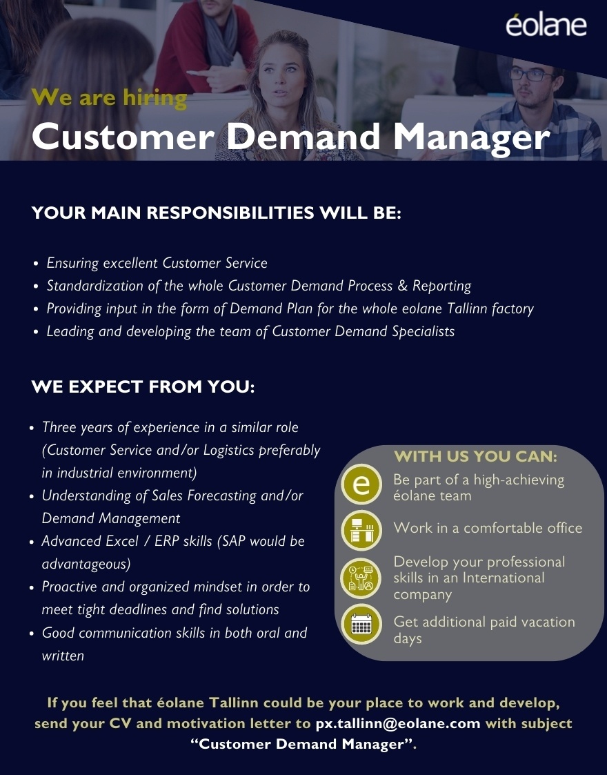 EOLANE TALLINN AS Customer Demand Manager