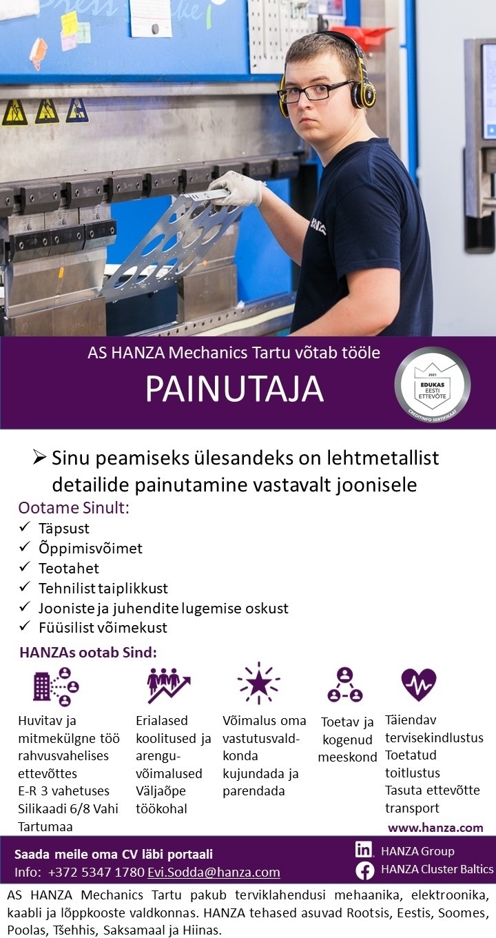 HANZA Mechanics Tartu AS Painutaja