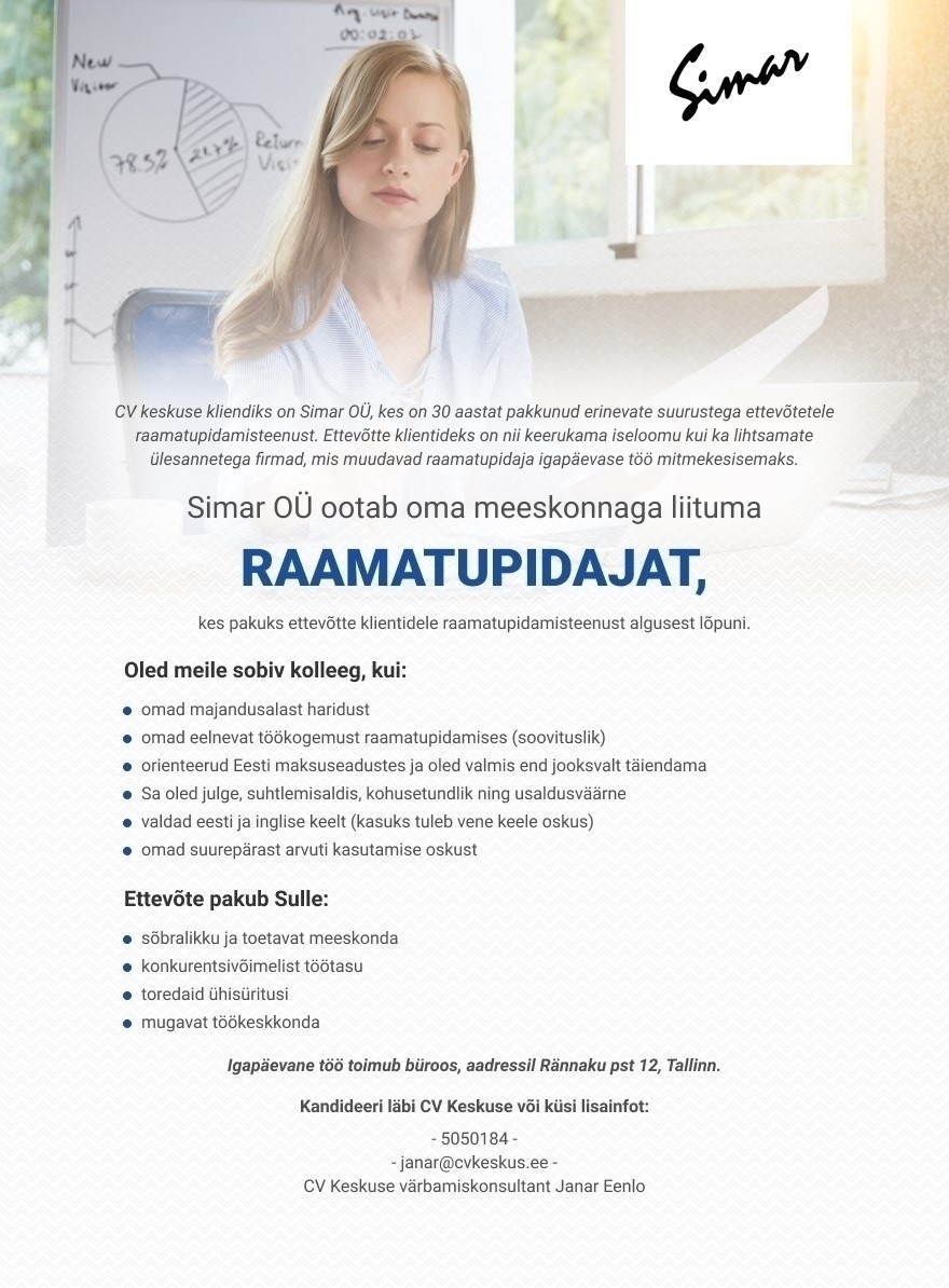 Simar OÜ  RAAMATUPIDAJA