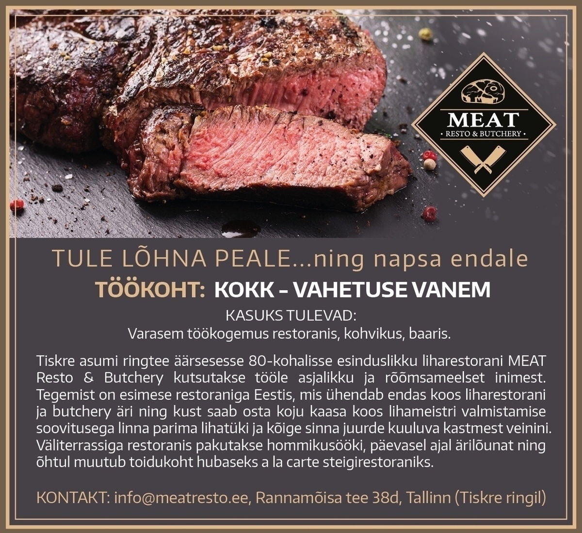 Meat OÜ Vahetusevanem - A la Carte KOKK