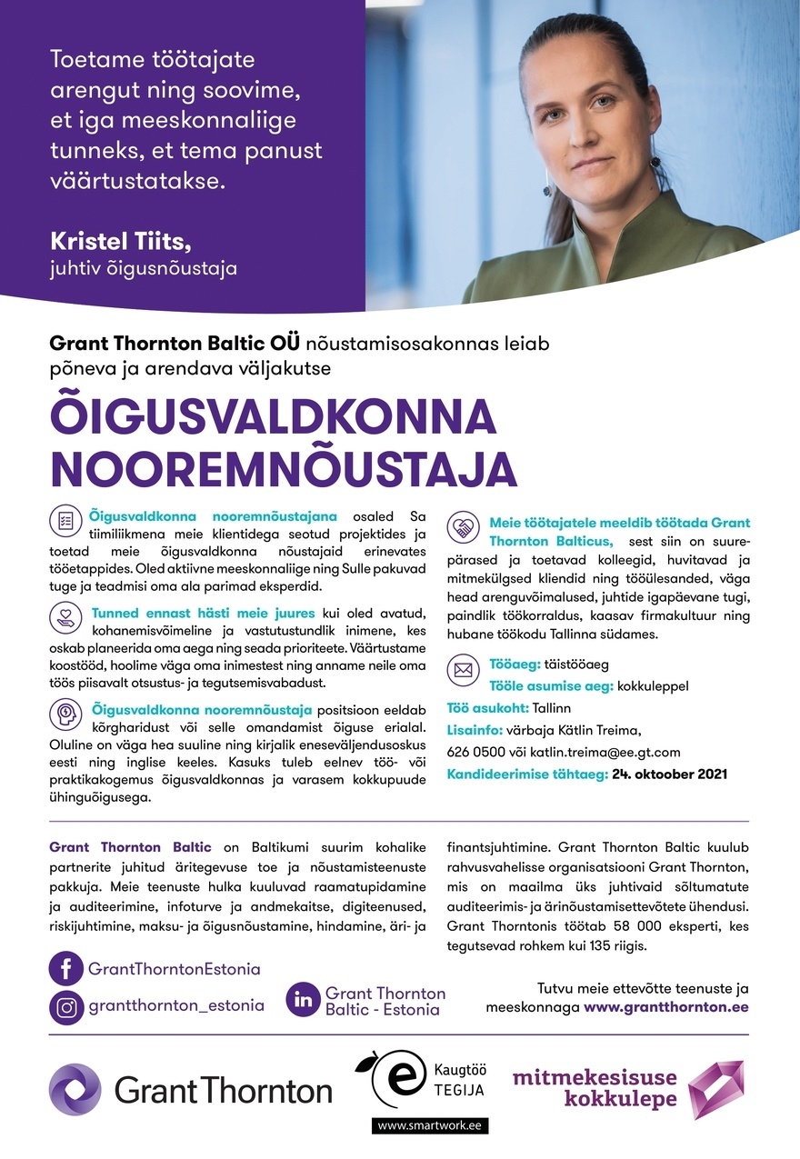 Grant Thornton Õigusvaldkonna nooremnõustaja