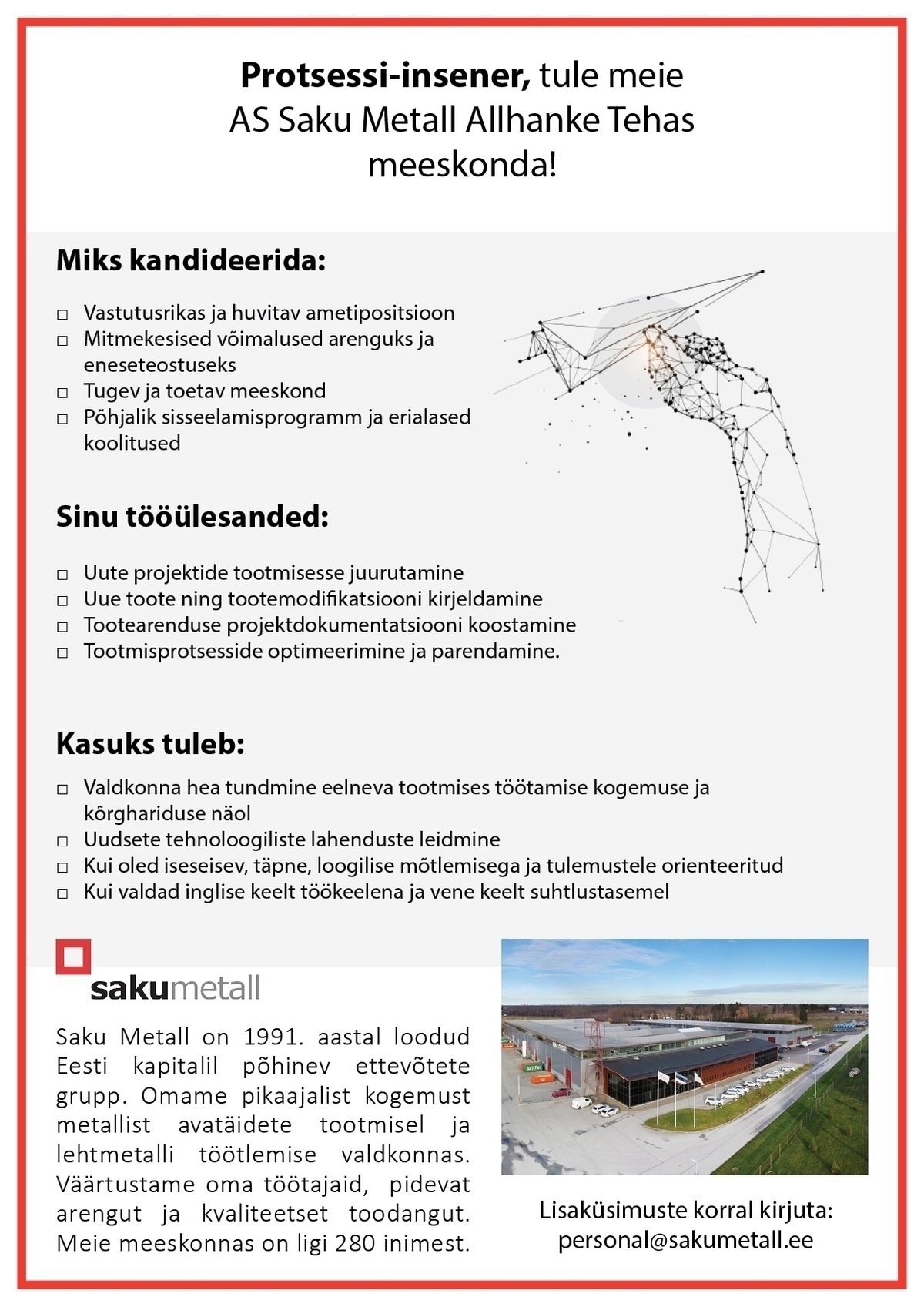 Saku Metall AS Protsessi-insener