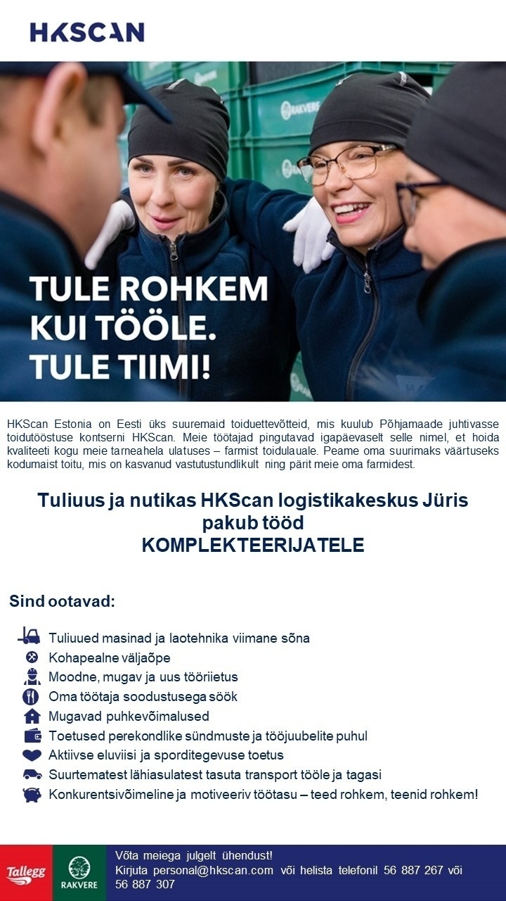 HKScan Estonia AS KOMPLEKTEERIJAD