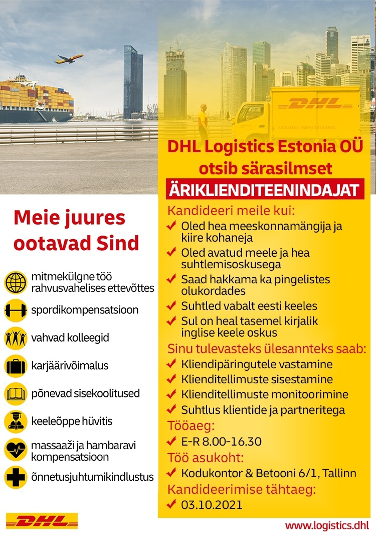 DHL LOGISTICS ESTONIA OÜ Äriklienditeenindaja