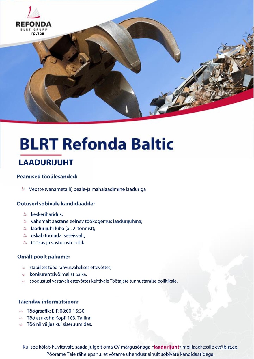 BLRT Refonda Baltic OÜ LAADURIJUHT