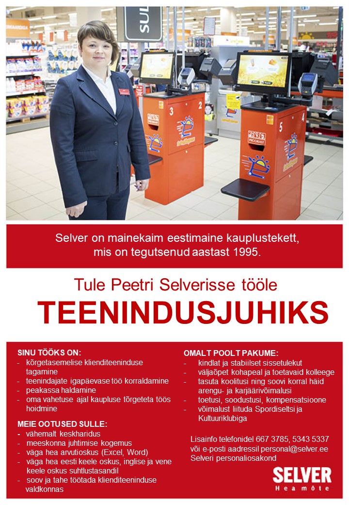 Selver Teenindusjuht Peetri Selveris