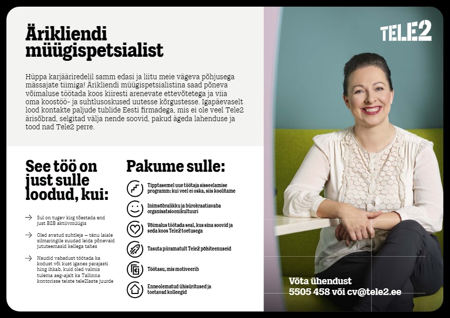 Tele2 Eesti AS Ärikliendi müügispetsialist