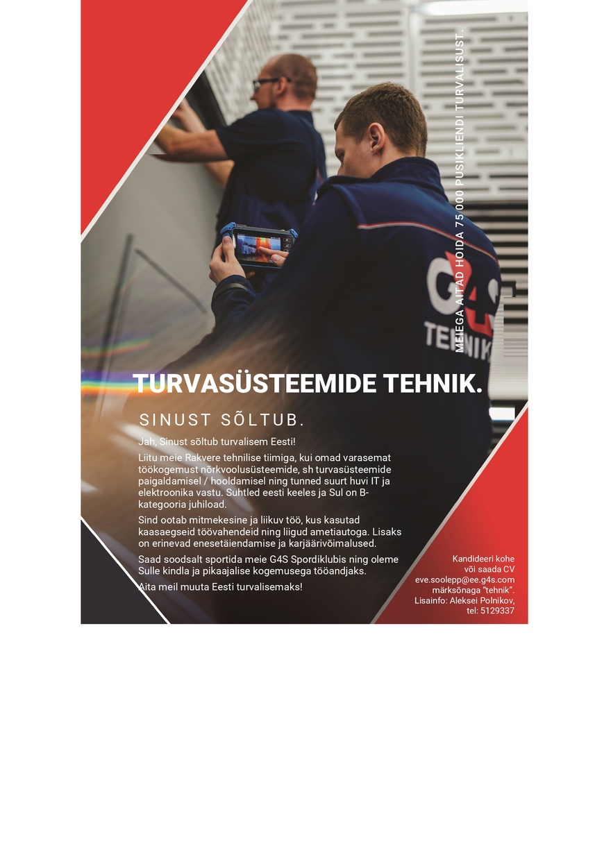 TTD Turvasüsteemide tehnik (Rakvere)