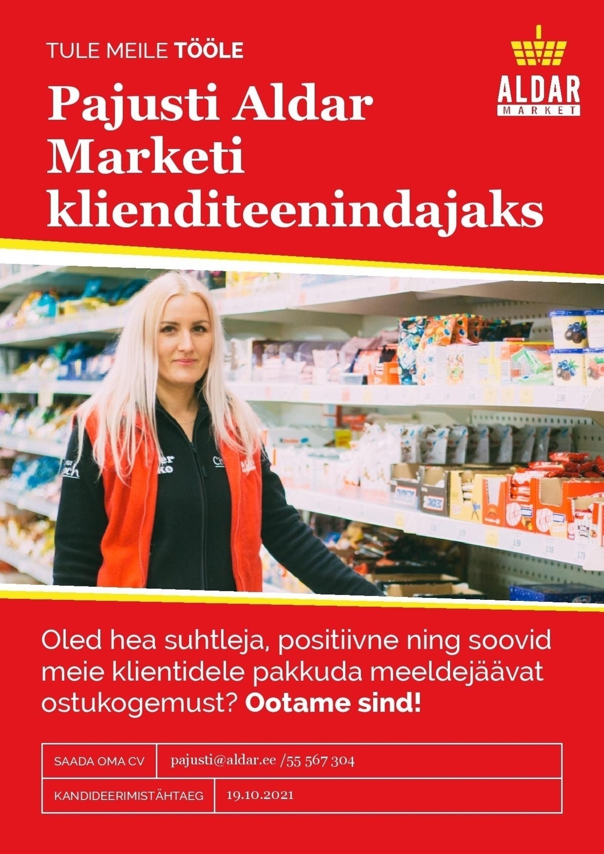 Aldar Eesti OÜ Klienditeenindaja Pajusti Aldar Marketisse