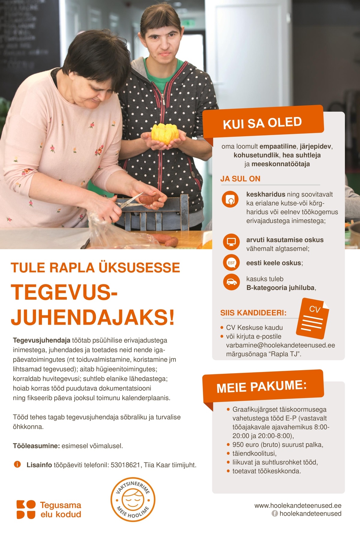 HOOLEKANDETEENUSED AS TEGEVUSJUHENDAJA Raplasse