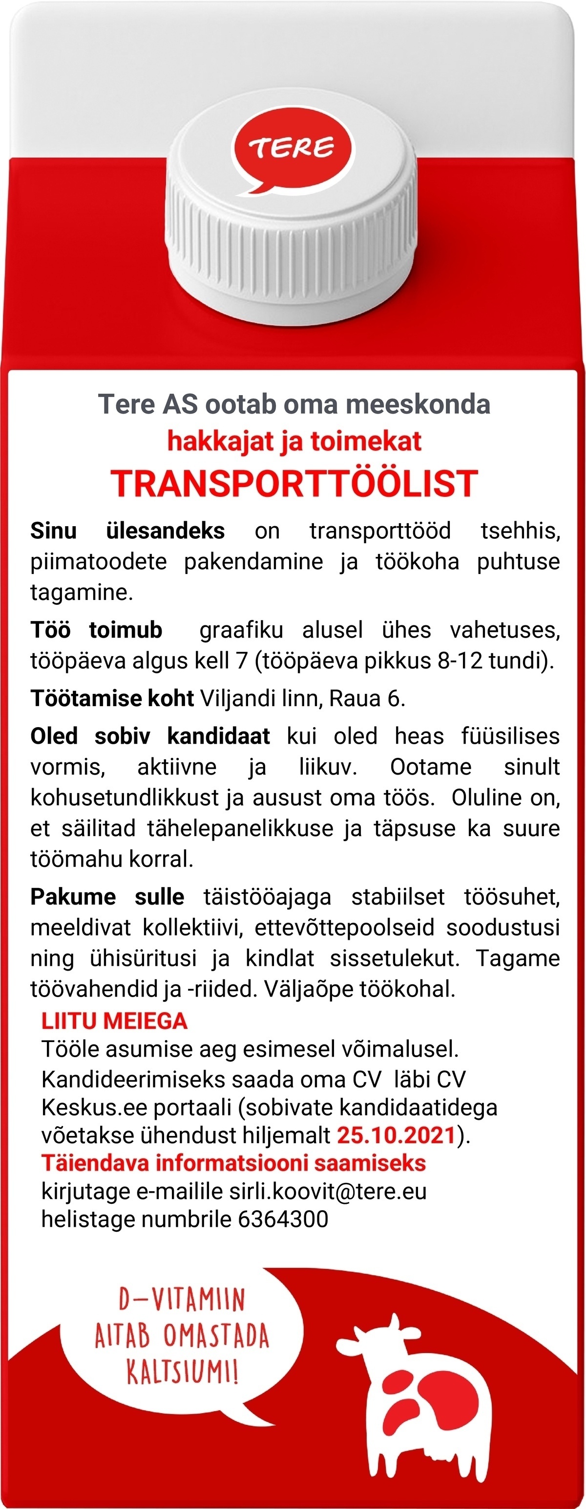 Tere AS Transporttööline